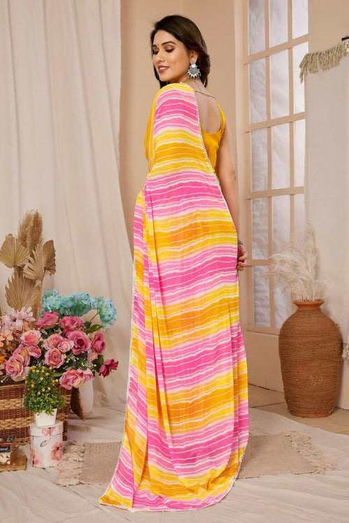 Aafreen Partywear Designer Lemon Georgette Fancy Ready Wear Saree