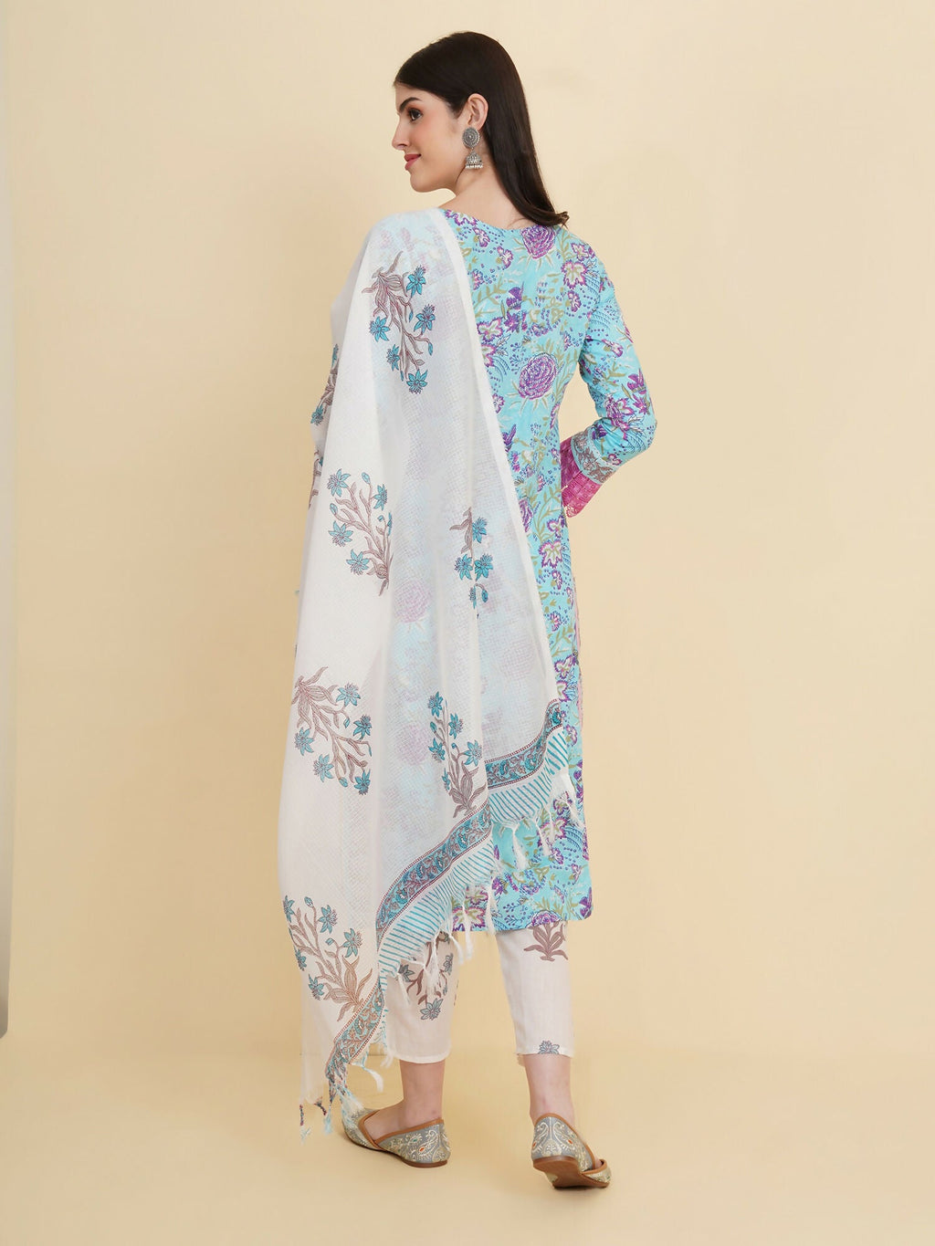 Designer Stylish skyblue Cotton Stitched Suit With Dupatta - Tanisha