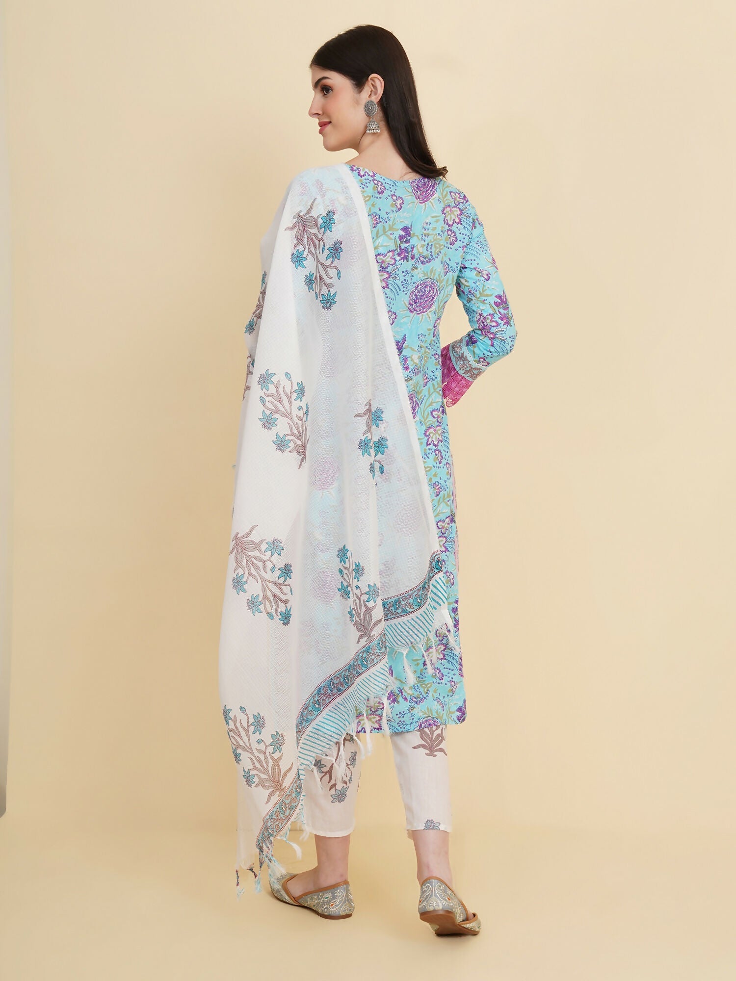 Designer Stylish skyblue Cotton Stitched Suit With Dupatta - Tanisha