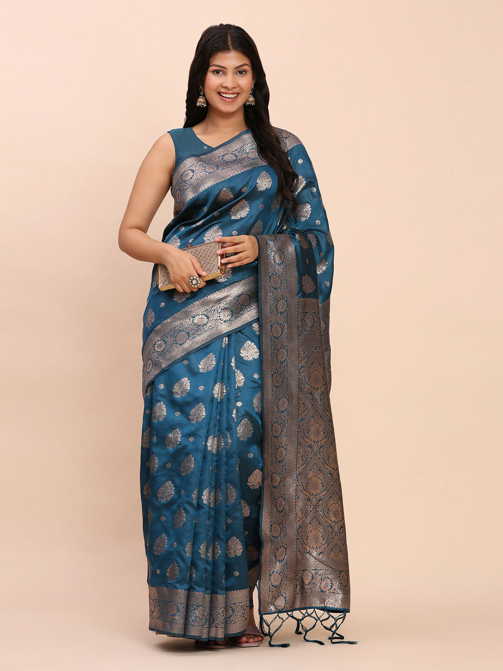 Shree Shyam Fashion Banarasi Silk Teal Blue Saree
