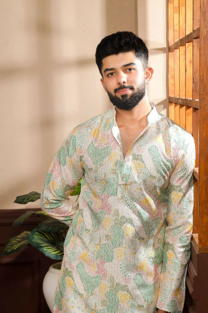 Multy Art Silk Digital Printed, Embroidery Work Kurta Set - Mahotsav