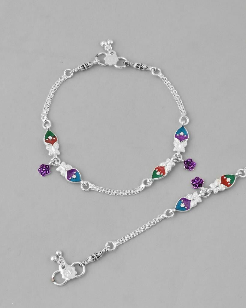 VOJ Set of 2 Mutli Color Meenakari Anklet