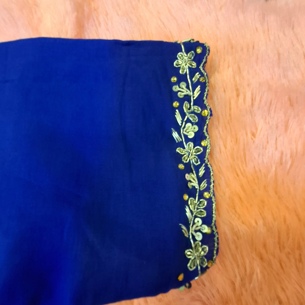 Kia Fashions Royal Blue Hand Embroidered Embroidered Readymade Blouse
