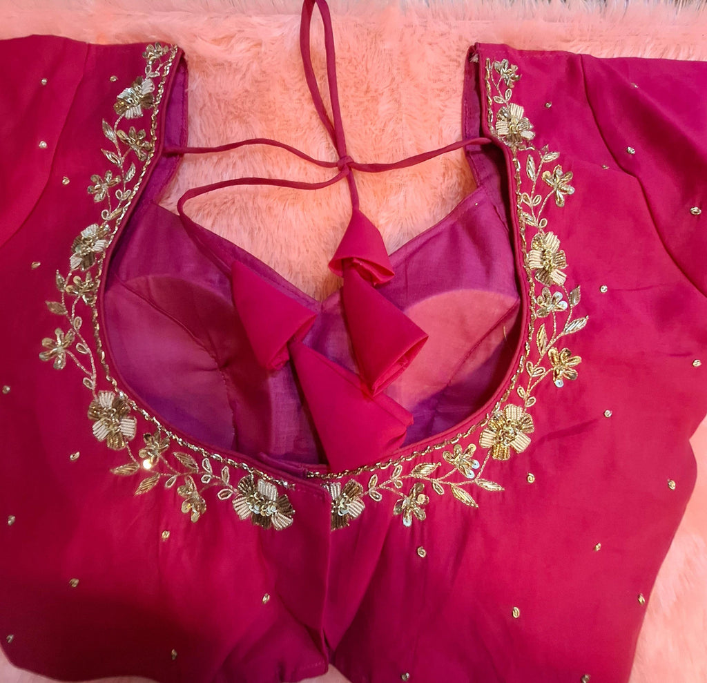 Kia Fashions Hot Pink Hand Embroidered Embroidered Readymade Blouse
