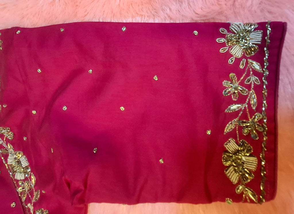 Kia Fashions Hot Pink Hand Embroidered Embroidered Readymade Blouse