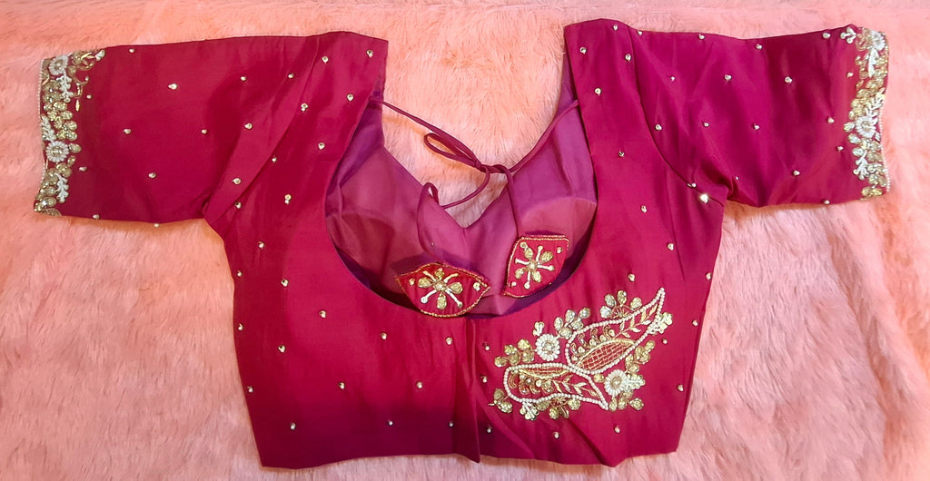 Kia Fashions Hot Pink Hand Embroidered Embroidered Readymade Blouse