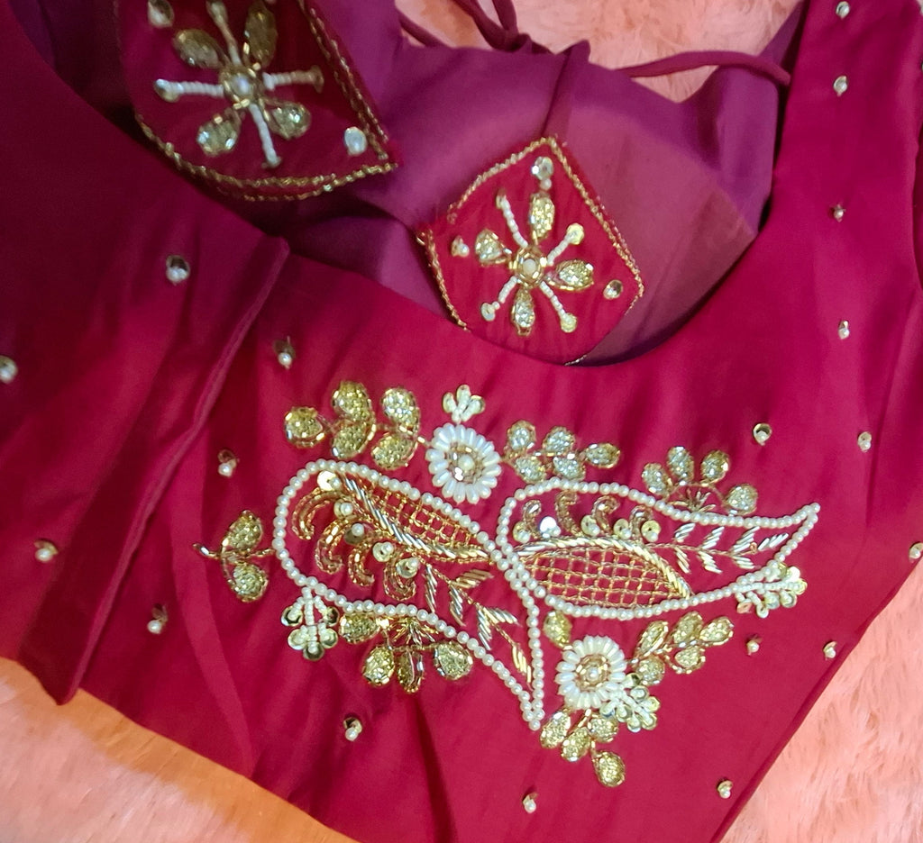 Kia Fashions Hot Pink Hand Embroidered Embroidered Readymade Blouse