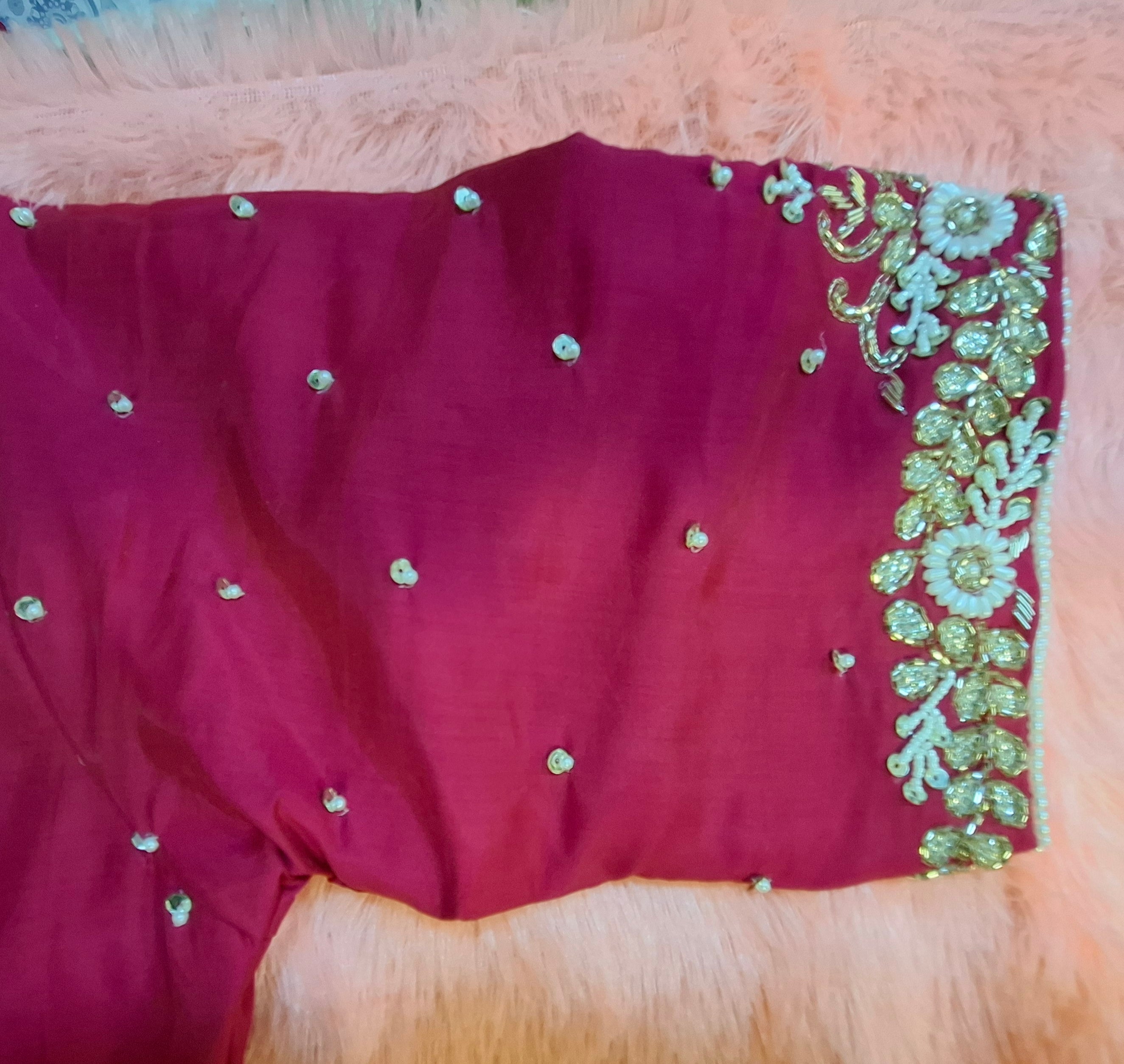 Kia Fashions Hot Pink Hand Embroidered Embroidered Readymade Blouse