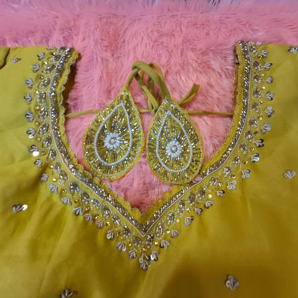 Kia Fashions Mustard Yellow Cotton Silk Hand Embroidered Readymade Blouse