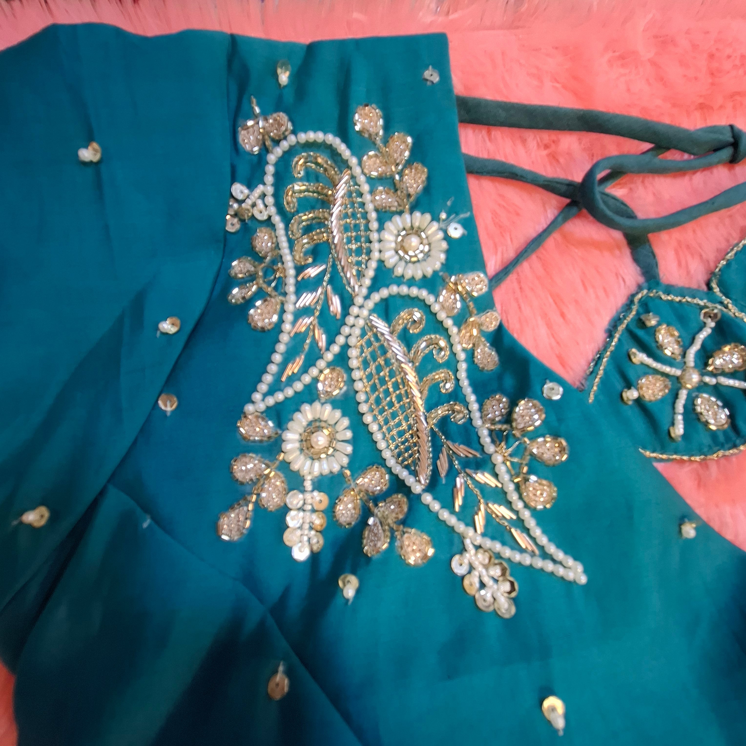 Kia Fashions Peacock Hand Embroidery Embroidered Readymade Blouse