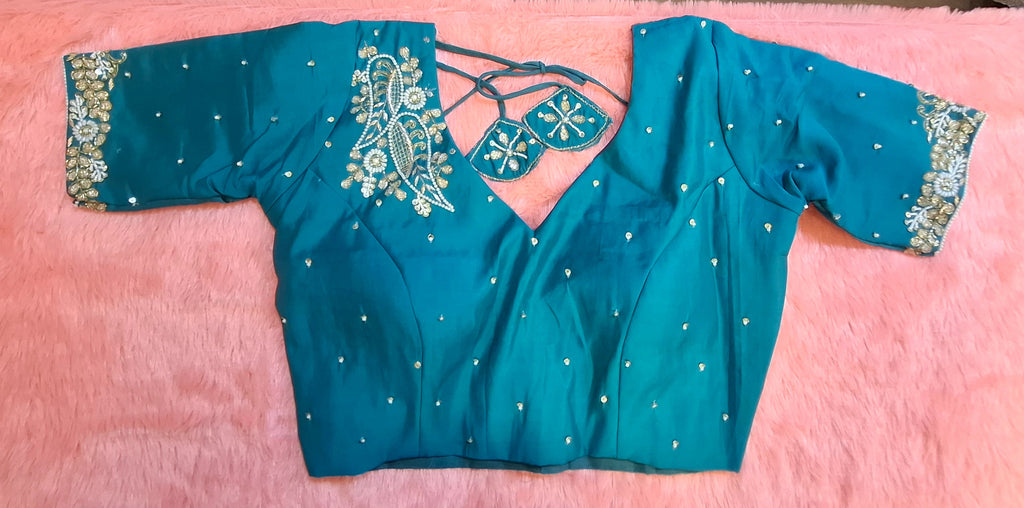 Kia Fashions Peacock Hand Embroidery Embroidered Readymade Blouse