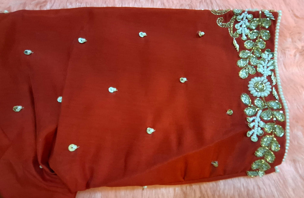 Kia Fashions Red Hand Embroidered Embroidered Readymade Blouse