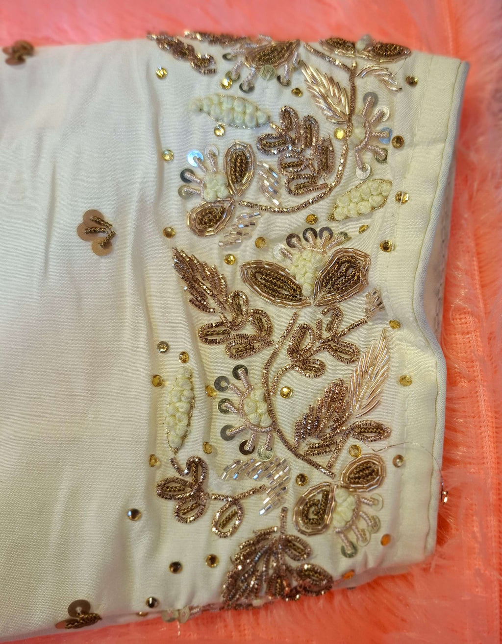 Kia Fashions Off-White Cotton Silk Hand Embroidered Readymade Blouse
