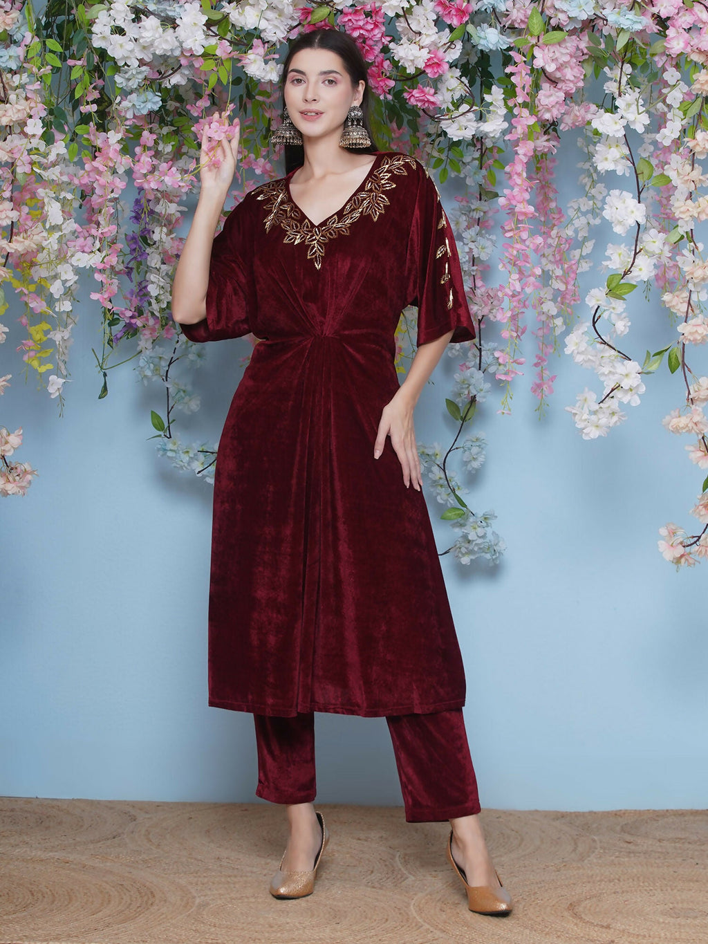 Joban Fashion Maroon Hand Embellished Coord Set
