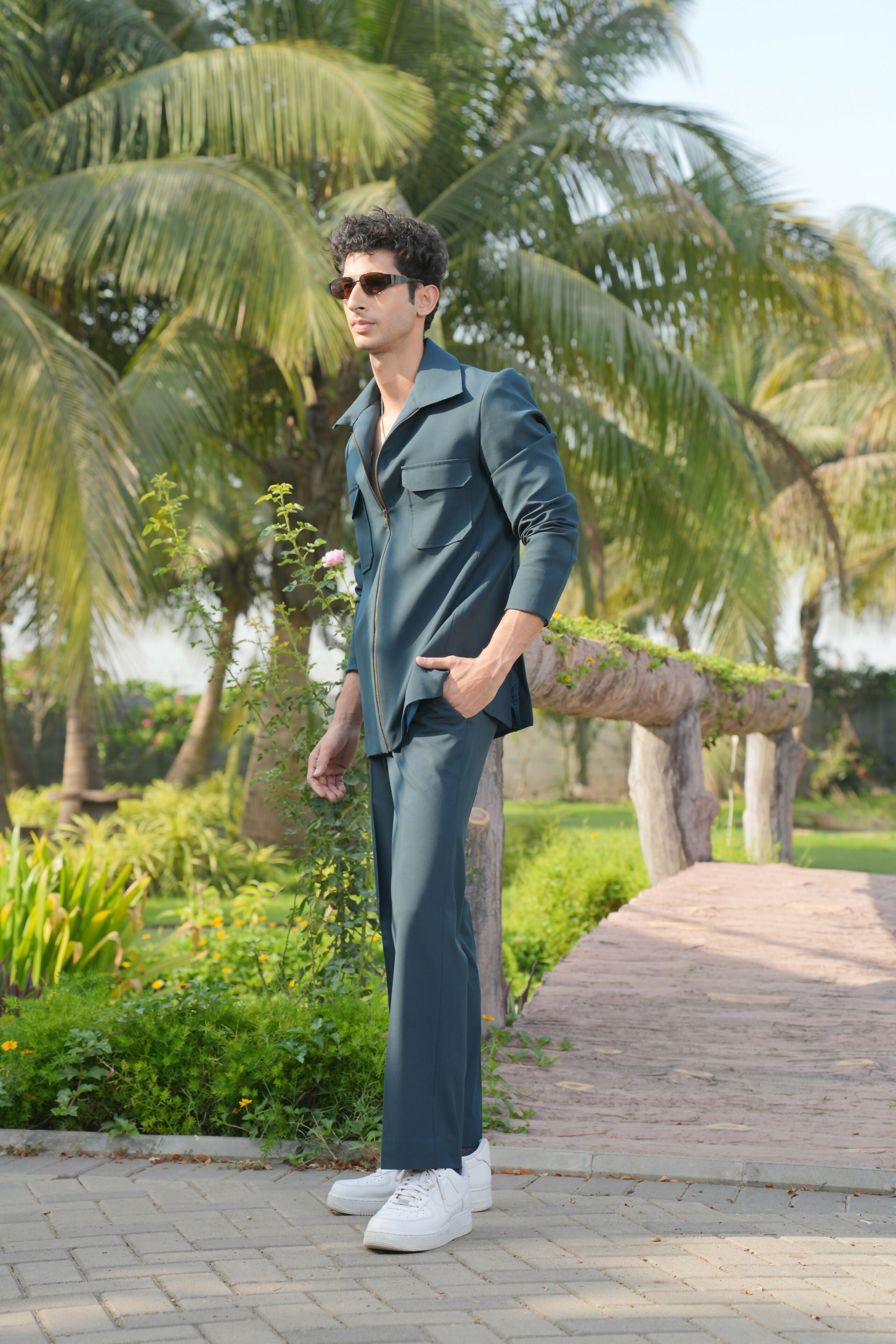 Strukt Deep Teal Shacket by Hilo Design