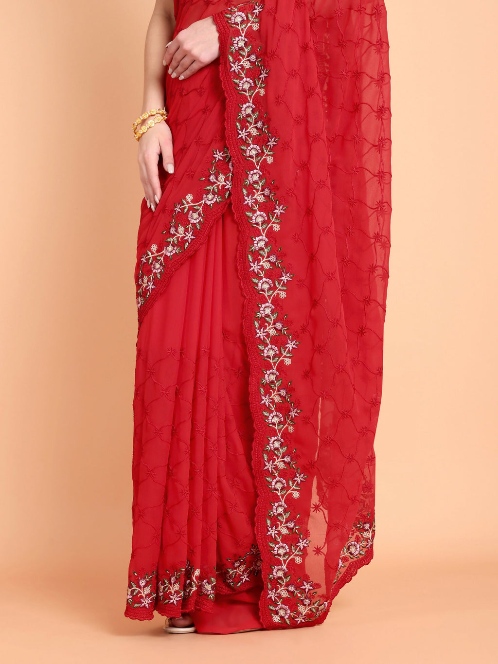Vamsee Ammelia Red Georgette Saree