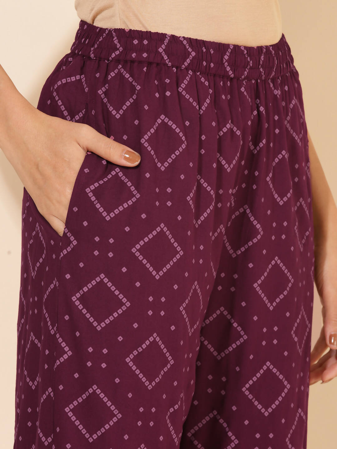 Janasya Women's Wine Rayon Floral Printed Casual Straight Co-ords