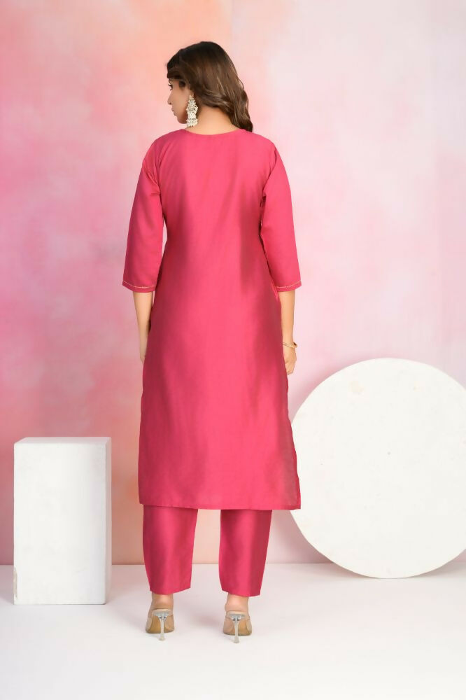 Ethnic Festive Wear Chanderi Red Stitched Suit With Dupatta - Tanisha