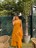 Partywear Designer Yellow Georgette Palazzo Suit - Anbazaar