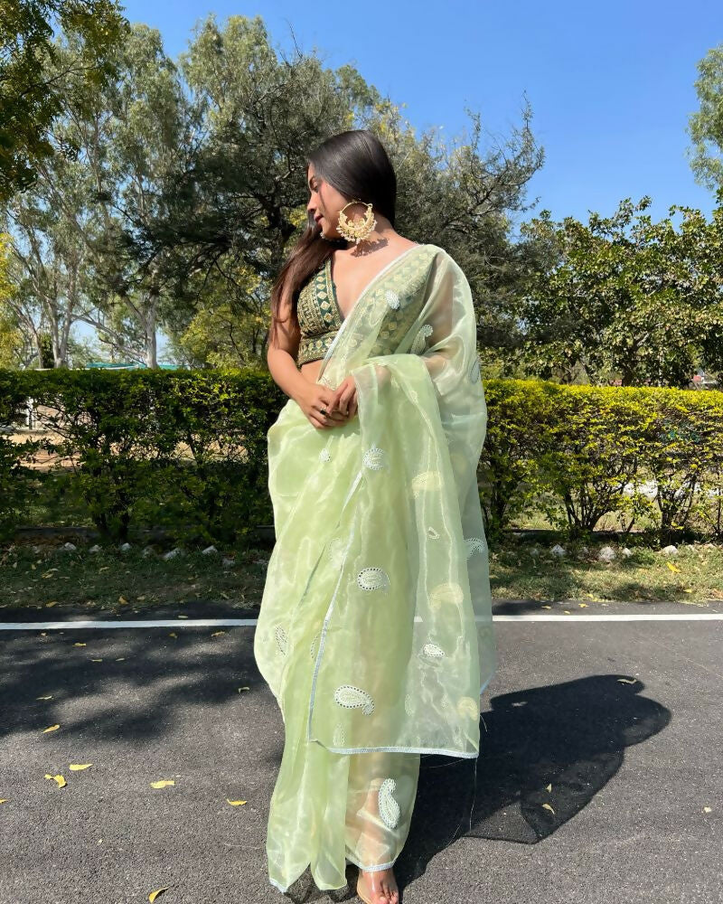 Vamsee Samriddhi Green Organza Saree