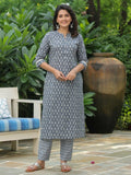 Aramya Straight Soft Cotton Block Print Women's Kurta - Blue