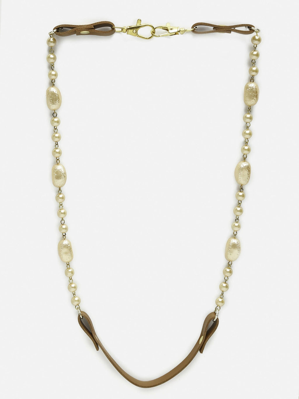 Brown Leather Beaded Mask Chaain - Ruby Raang