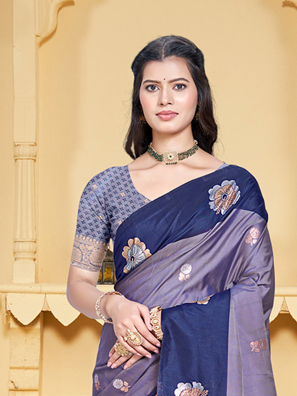 Sangam Prints Purple Silk Woven Work Traditional Saree