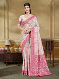 Sangam Prints Cream Cotton Silk With Meena Woven Work Traditional Saree
