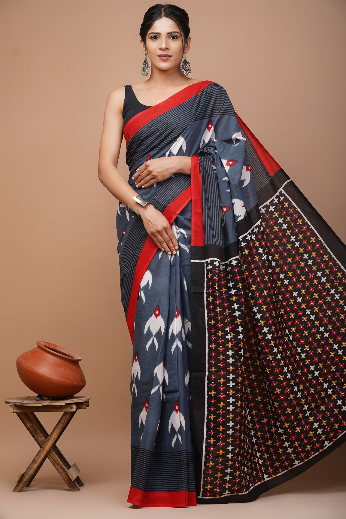 Exclusive Collection Maroon Beautiful Mulmul Cotton Saree