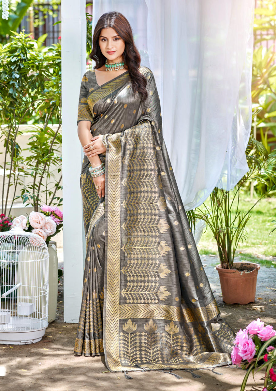 Sangam Prints Purple Assam Silk Woven Work Traditional Saree