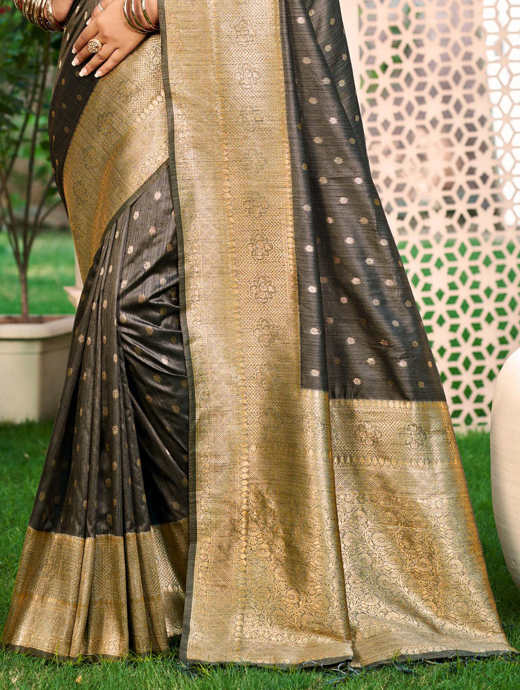 Sangam Prints Gray Assam Silk Woven Work Traditional Saree