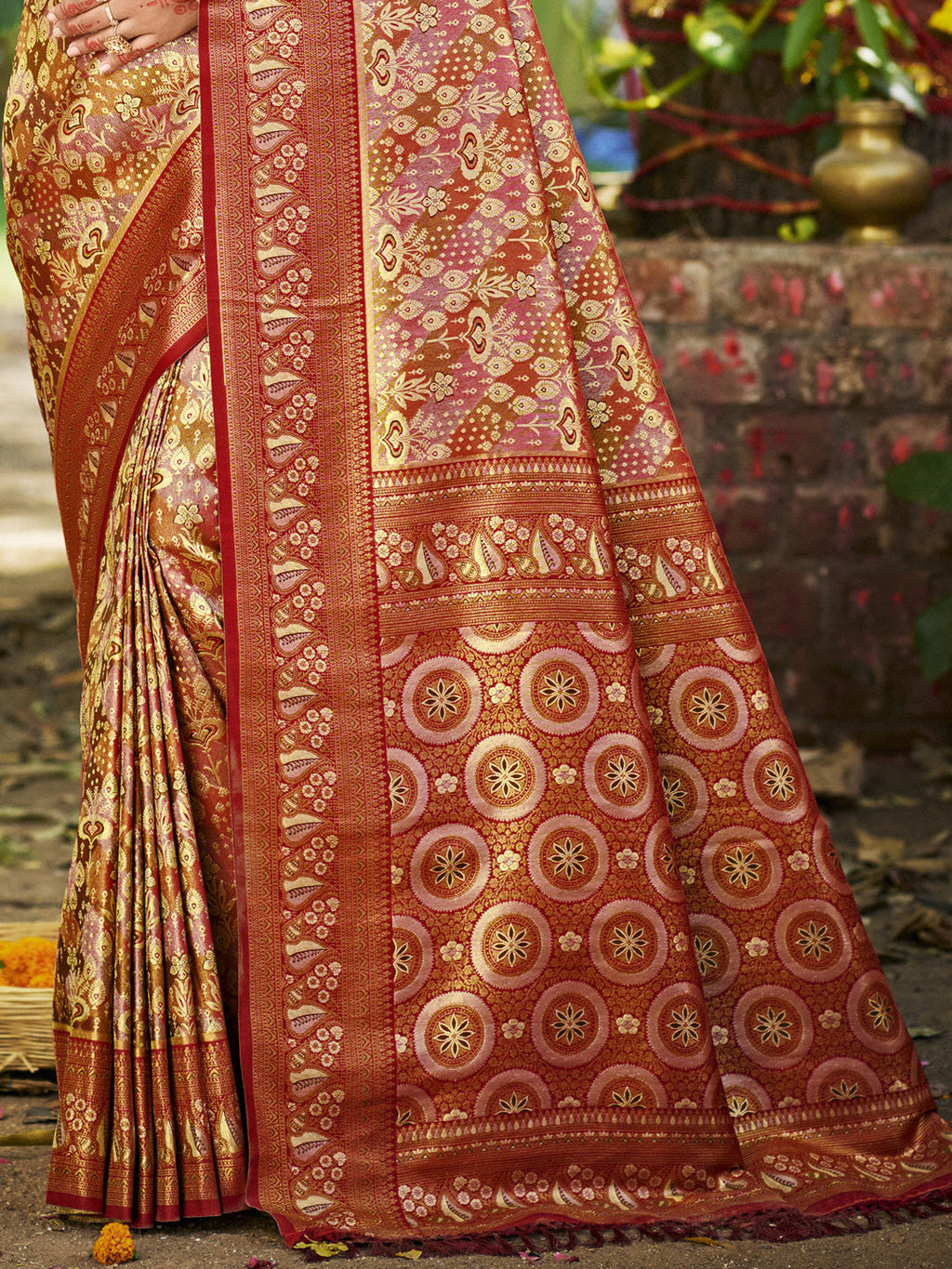 Sangam Prints Maroon Silk Woven Work Traditional Saree