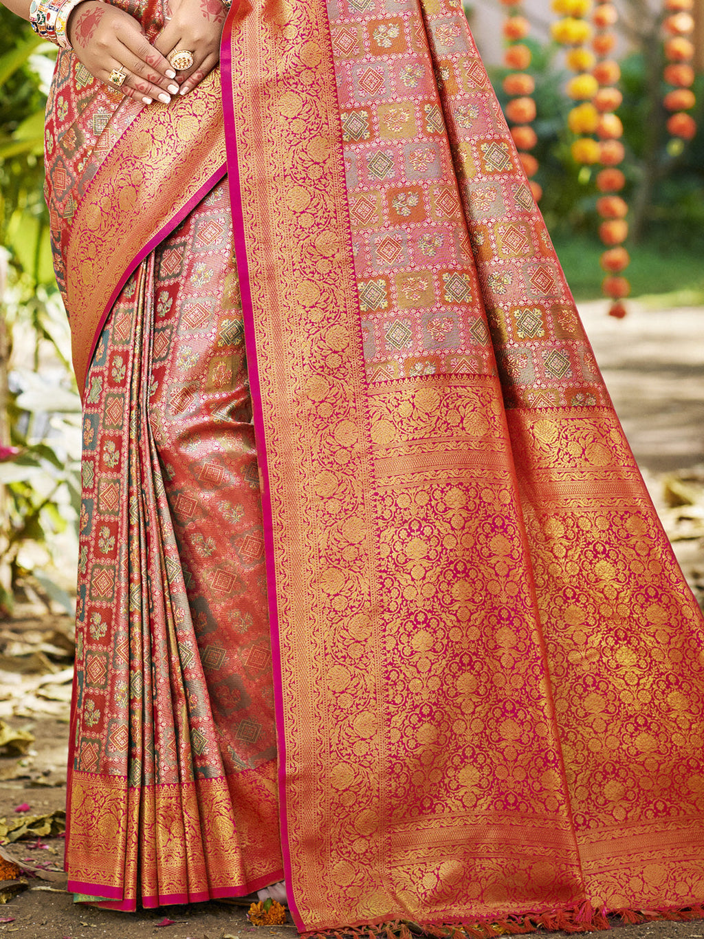 Sangam Prints Pink Silk Woven Work Traditional Saree
