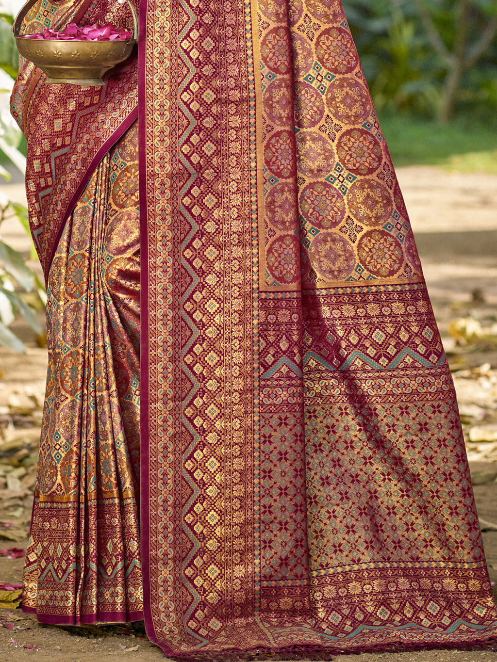 Sangam Prints Wine Silk Woven Work Traditional Saree