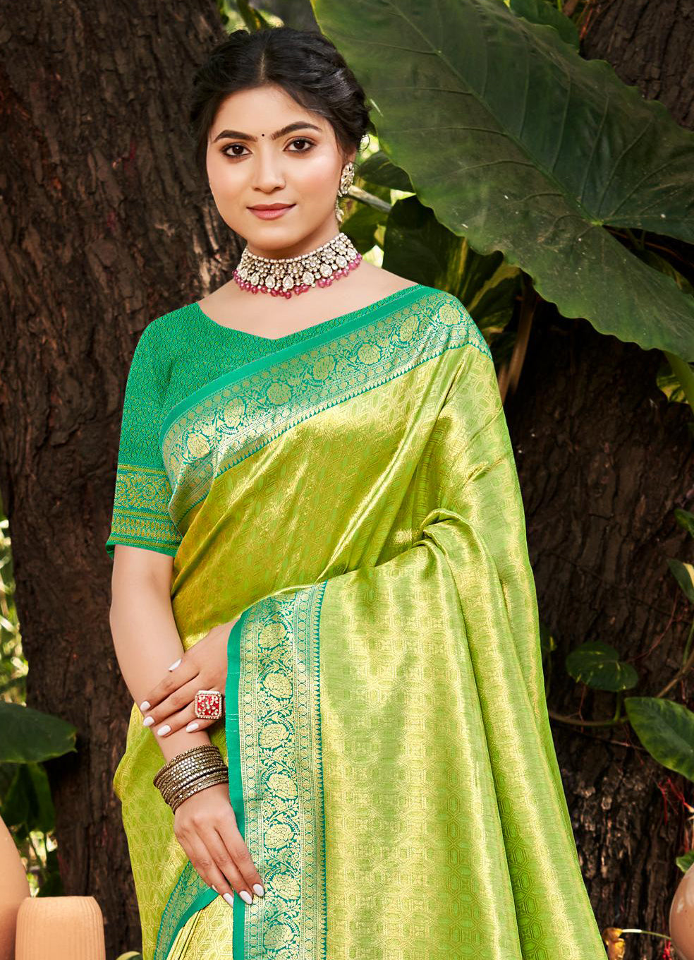 Sangam Prints Multi Color Kanjivaram Silk Woven Work Traditional Saree
