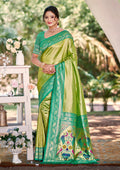 Sangam Prints Multi Color Kanjivaram Silk Woven Work Traditional Saree