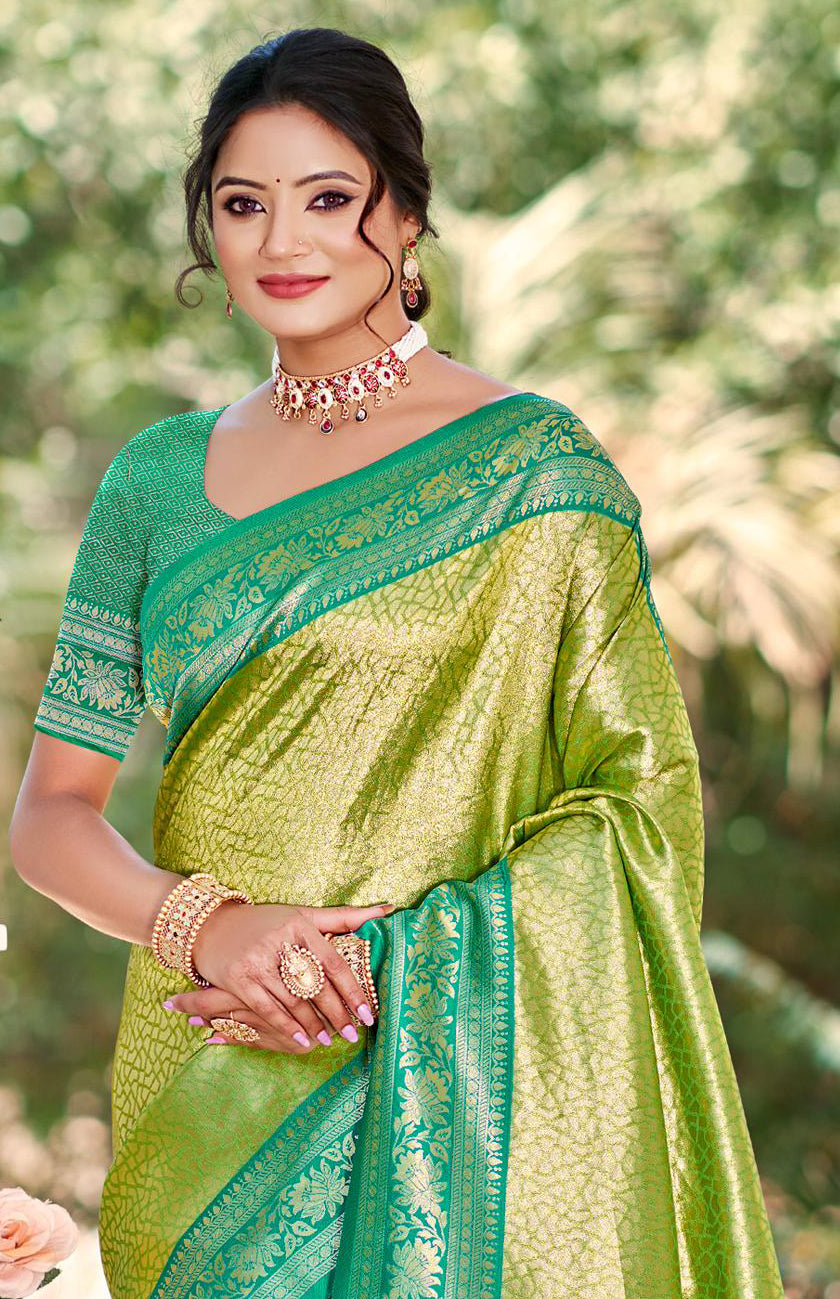 Sangam Prints Multi Color Kanjivaram Silk Woven Work Traditional Saree