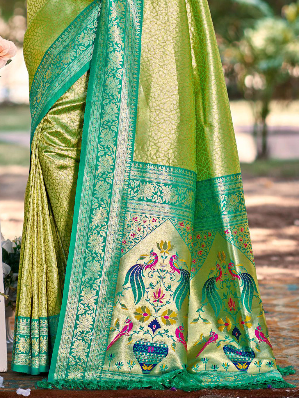 Sangam Prints Multi Color Kanjivaram Silk Woven Work Traditional Saree