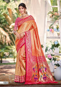 Sangam Prints Multi Color Kanjivaram Silk Woven Work Traditional Saree