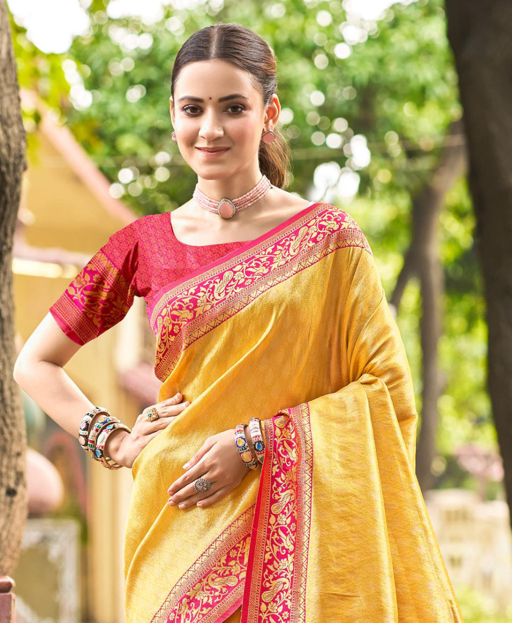 Sangam Prints Multi Color Kanjivaram Silk Woven Work Traditional Saree
