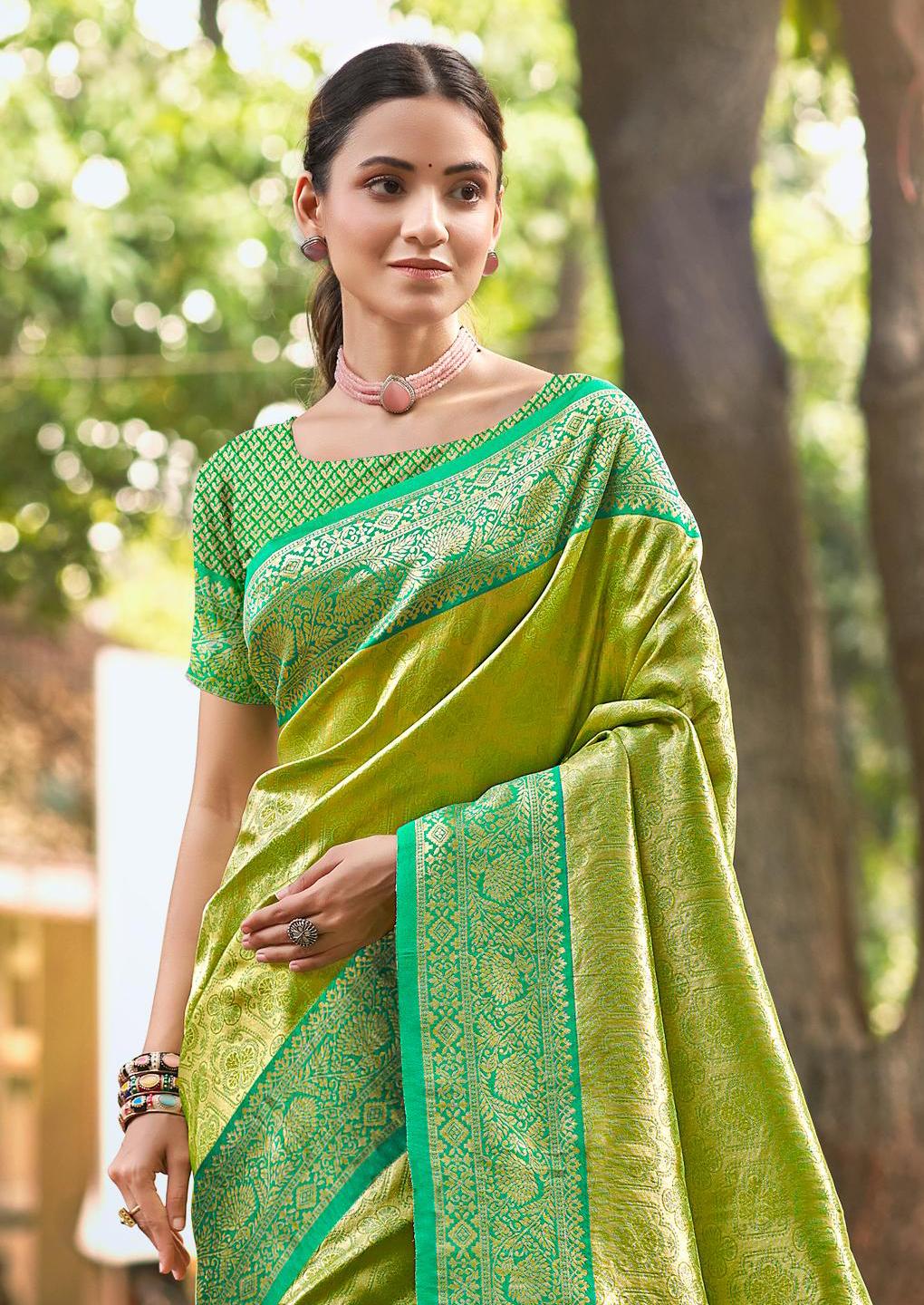 Sangam Prints Multi Color Kanjivaram Silk Woven Work Traditional Saree