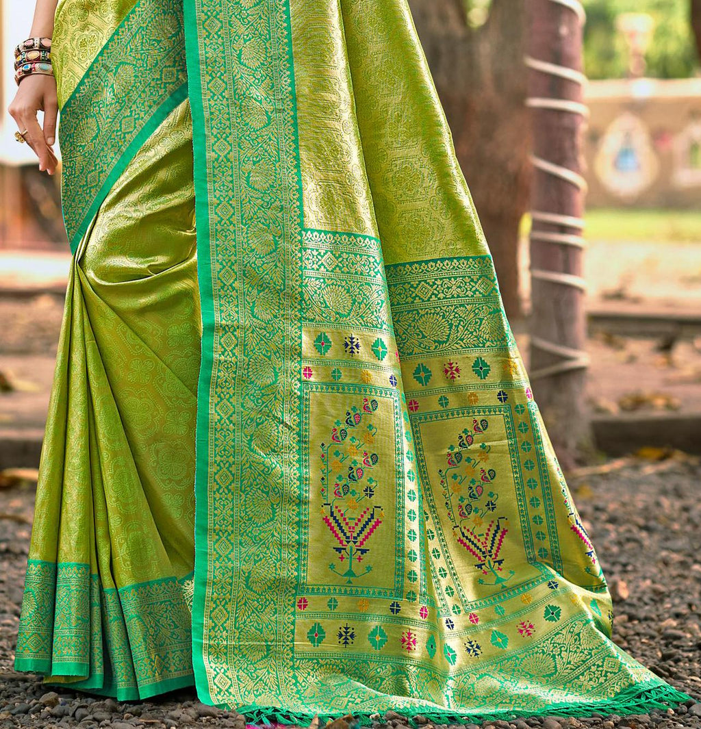 Sangam Prints Multi Color Kanjivaram Silk Woven Work Traditional Saree