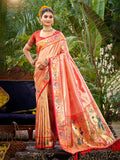 Sangam Prints Red  Silk Woven Work Traditional Saree