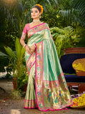 Sangam Prints Dark Green Silk Woven Work Traditional Saree