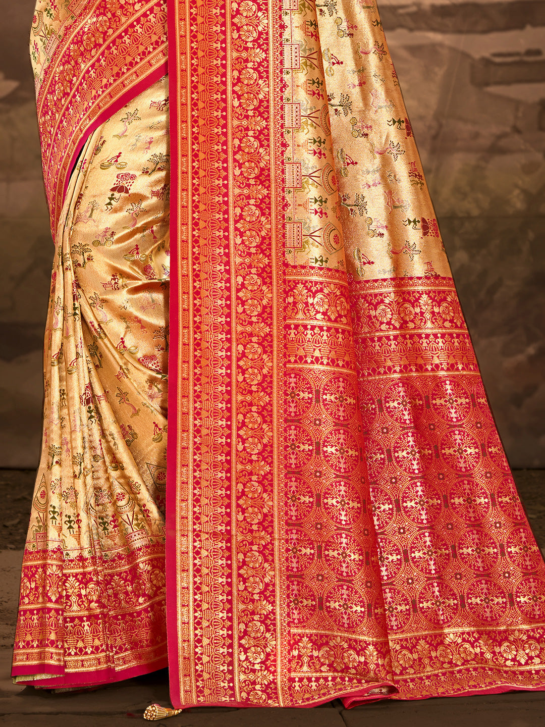 Sangam Prints Multi Color Dharmavaram Woven Work Traditional Saree
