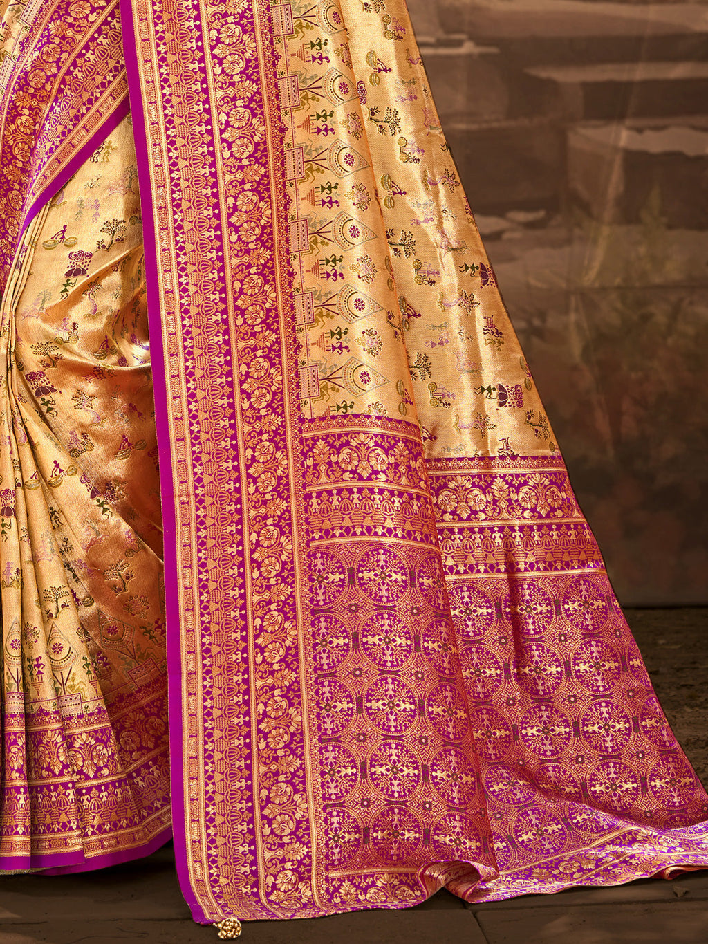 Sangam Prints Multi Color Dharmavaram Woven Work Traditional Saree