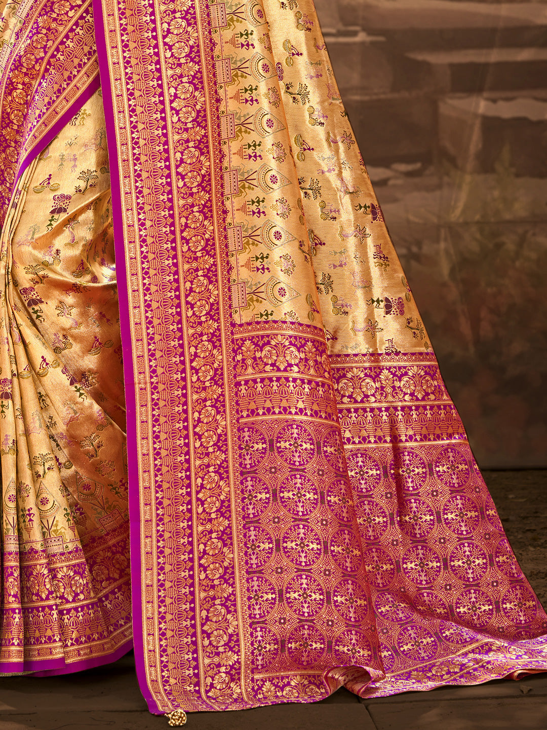 Sangam Prints Multi Color Dharmavaram Woven Work Traditional Saree