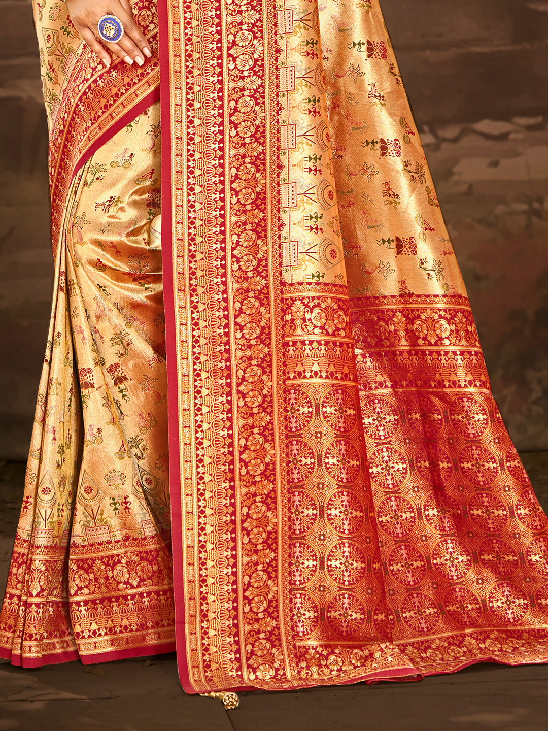 Sangam Prints Multi Color Dharmavaram Woven Work Traditional Saree