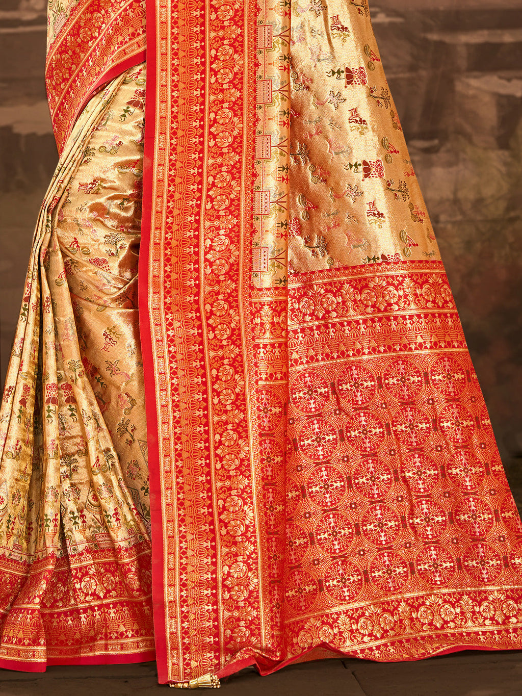 Sangam Prints Multi Color Dharmavaram Woven Work Traditional Saree