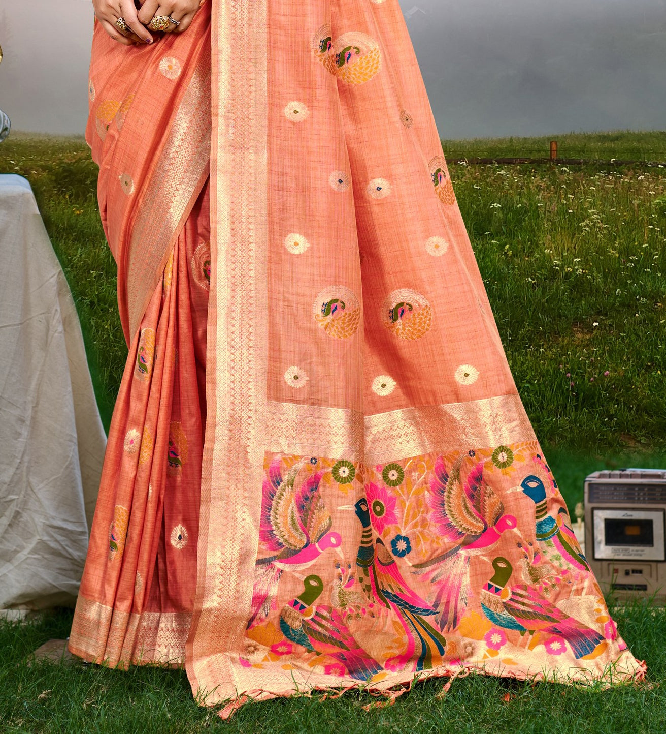 Sangam Prints Gajri Havy Assam Silk Saree With Meena Woven Work Traditional Saree